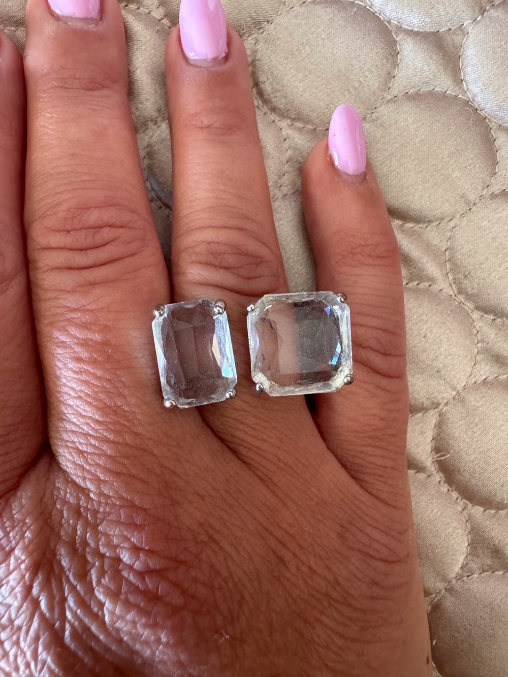 Clear Crystal Statement Elegant Sparkling Cocktail Ring